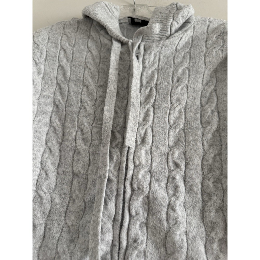 PINK ROSE Women's Gray Hooded Zip Up Sweater-SMALL - Picture 6 of 10
